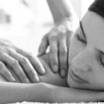 Close-up of calm female enjoying procedure of massage
